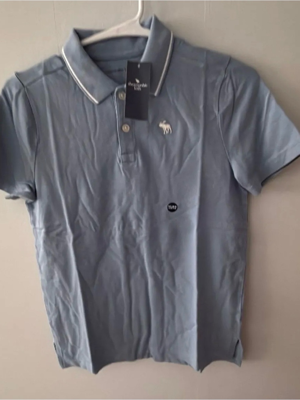 abercrombie kids light blue polo with contrast piping